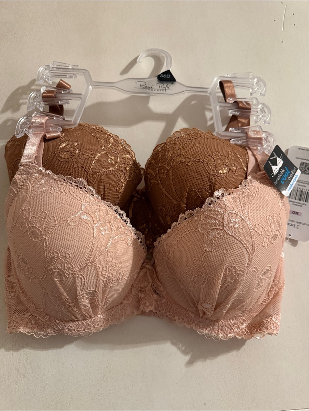 Rene Rofe Lace Bra Duo - Blush & Cocoa